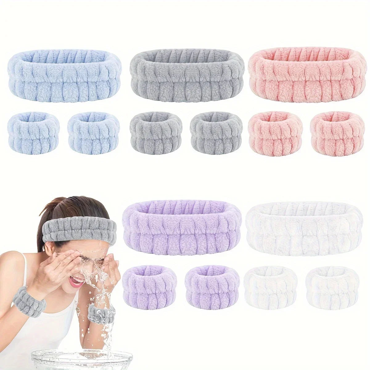Face Wash Set – Weiches Haarband & Spritzschutz-Armbänder für die Gesichtspflege