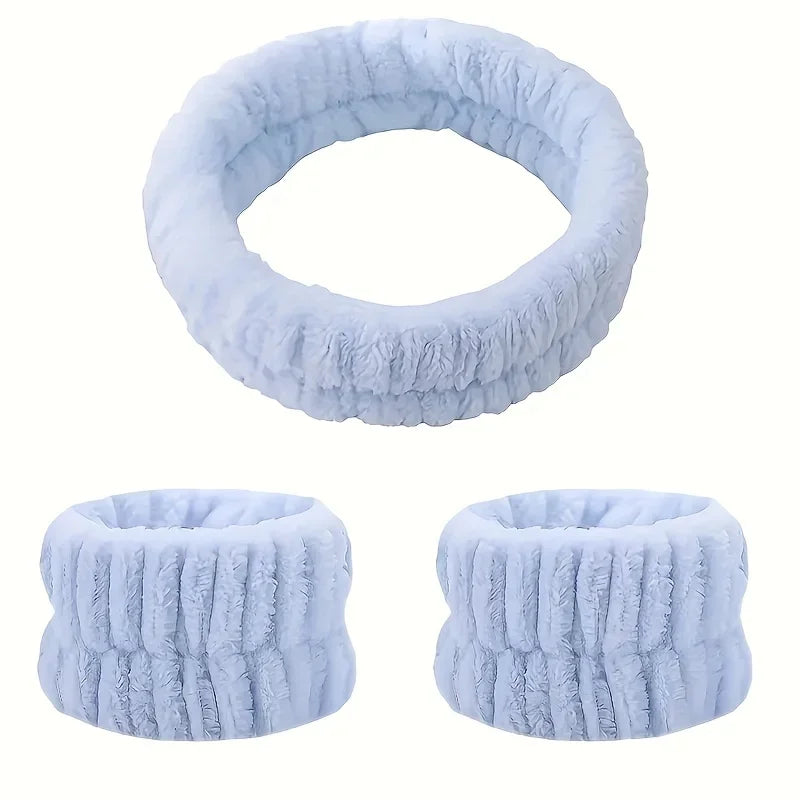 Face Wash Set – Weiches Haarband & Spritzschutz-Armbänder für die Gesichtspflege